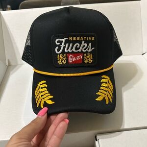 Black Trucker Hat with Yellow Embroidery